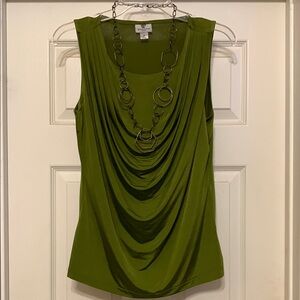Worthington Green Ruched Sleeveless Tank Top